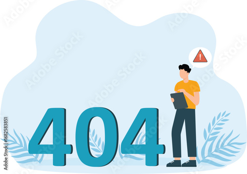 Error 404, freeze from Internet, unavailable, annoyed and disappointed business people.
