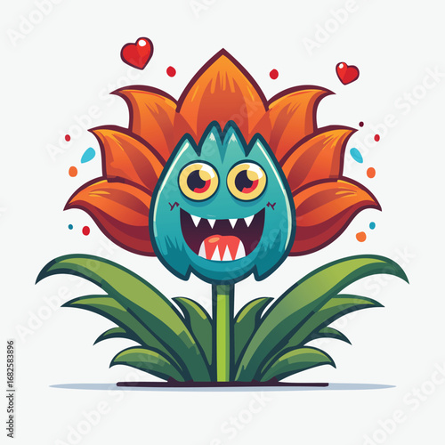 Amaryllis Flat-Style Vector Illustration with Balanced Composition