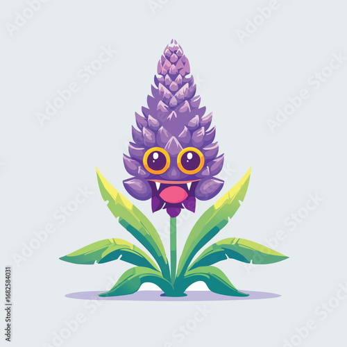Lupine Flat-Style Vector Illustration with Balanced Composition