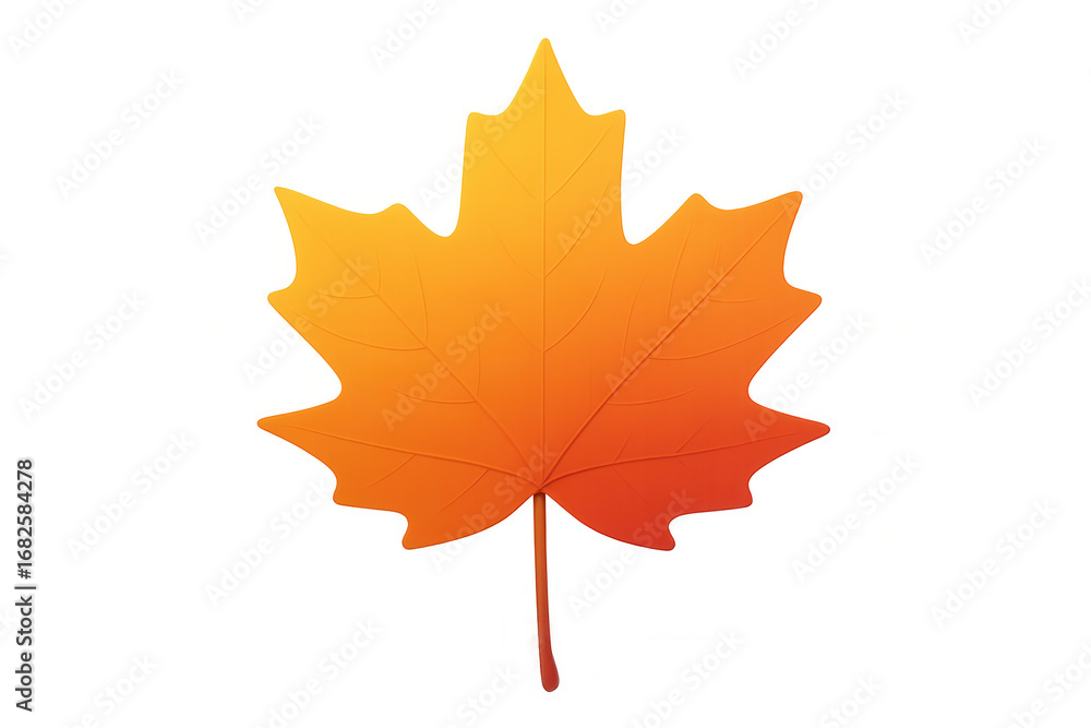 Obraz premium Realistic orange maple leaf isolated on transparent background, representing the beauty of fall foliage
