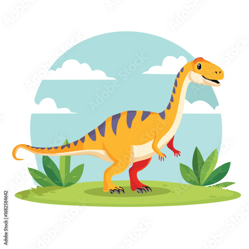 Apatosaurus Flat-Style Vector Illustration with Balanced Composition