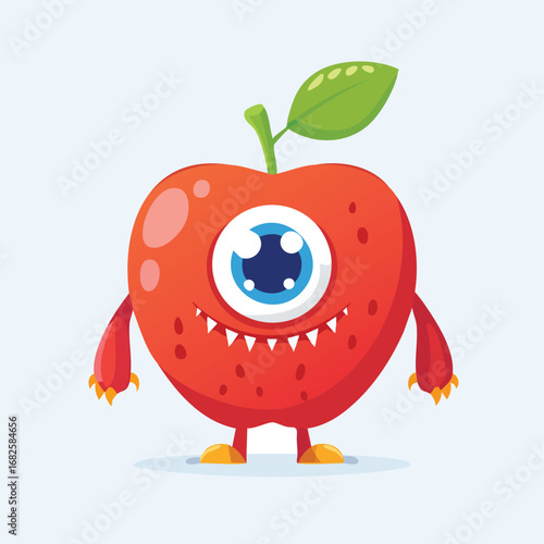 Apple Flat-Style Vector Illustration with Balanced Composition