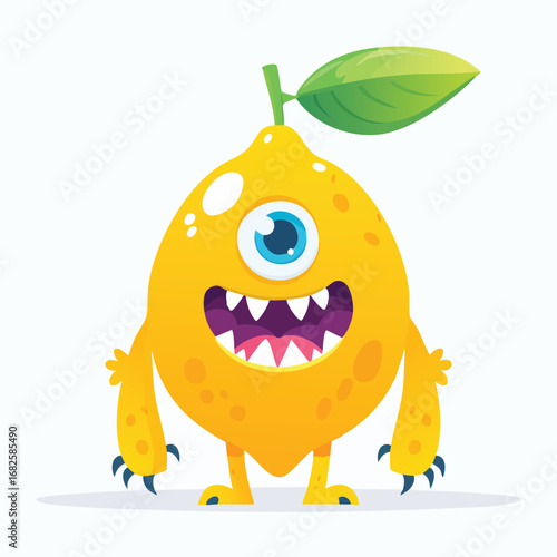 Lemon Flat-Style Vector Illustration with Balanced Composition