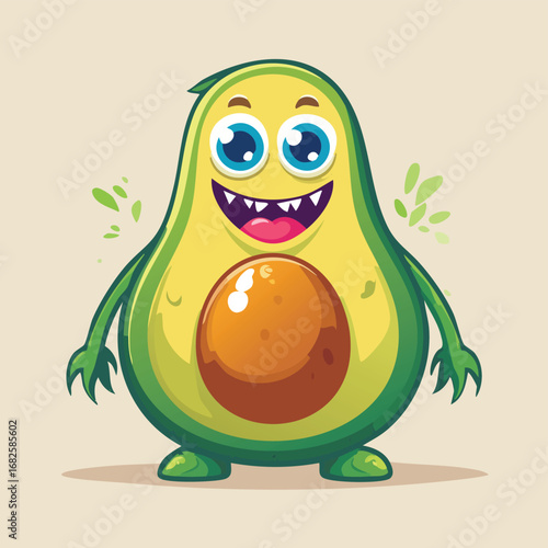 Avocado Flat-Style Vector Illustration with Balanced Composition
