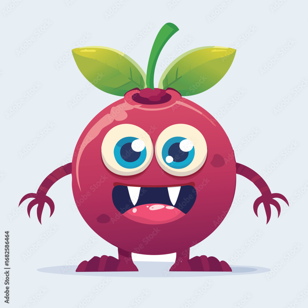 Fototapeta premium Cranberry Flat-Style Vector Illustration with Balanced Composition