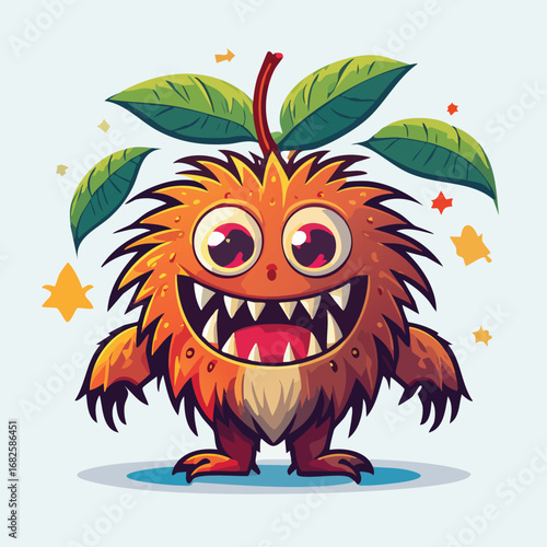 Rambutan Flat-Style Vector Illustration with Balanced Composition