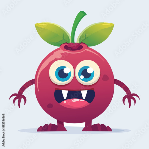 Cranberry Flat-Style Vector Illustration with Balanced Composition