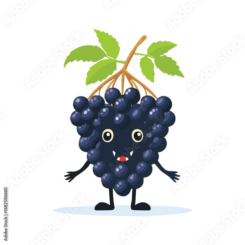 Elderberry Flat-Style Vector Illustration with Balanced Composition
