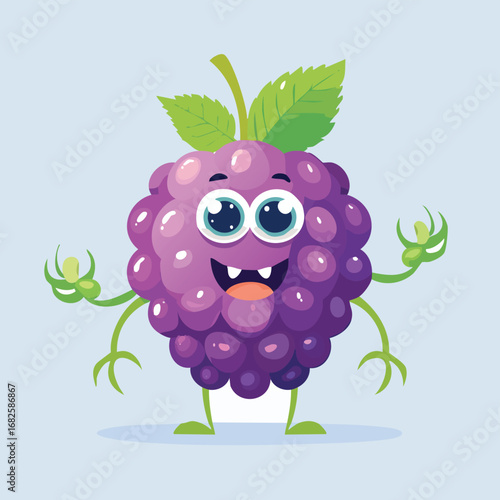 Marionberry Flat-Style Vector Illustration with Balanced Composition