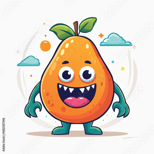 Pawpaw Flat-Style Vector Illustration with Balanced Composition