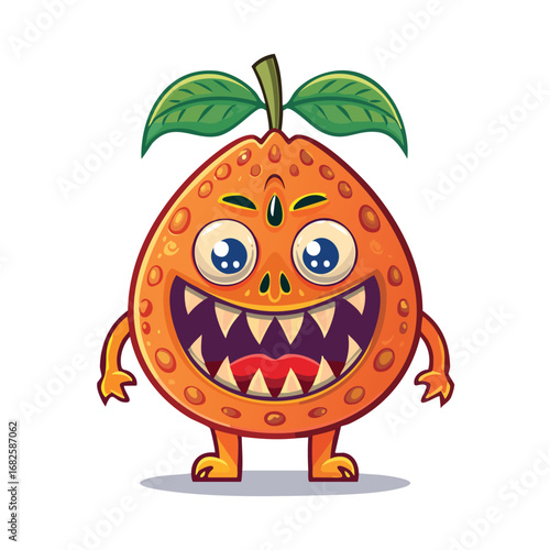 Bael Fruit Flat-Style Vector Illustration with Balanced Composition
