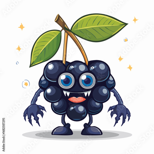 Chokecherry Flat-Style Vector Illustration with Balanced Composition