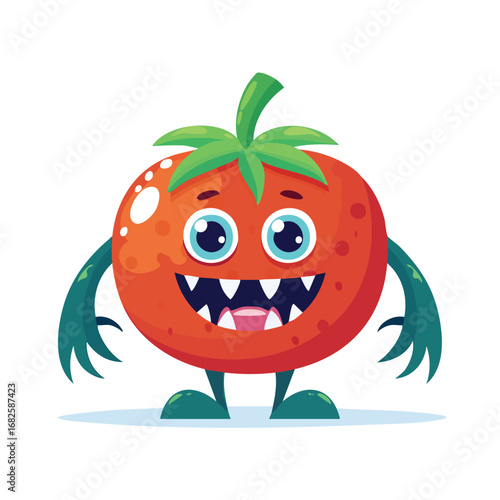 Tomato Flat Illustration Featuring Clean Shapes and Bold Outlines