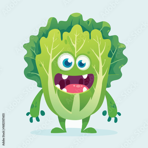 Lettuce Flat Illustration Featuring Clean Shapes and Bold Outlines