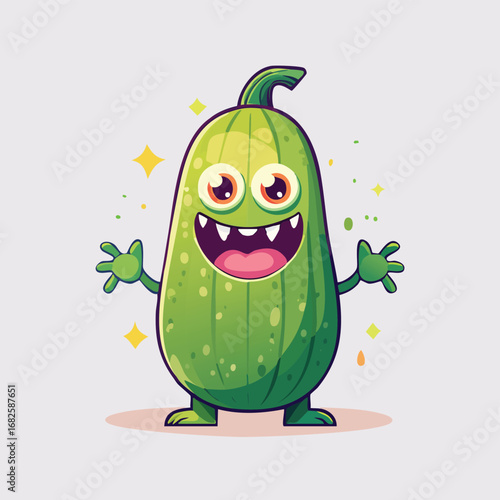 Zucchini Flat Illustration Featuring Clean Shapes and Bold Outlines