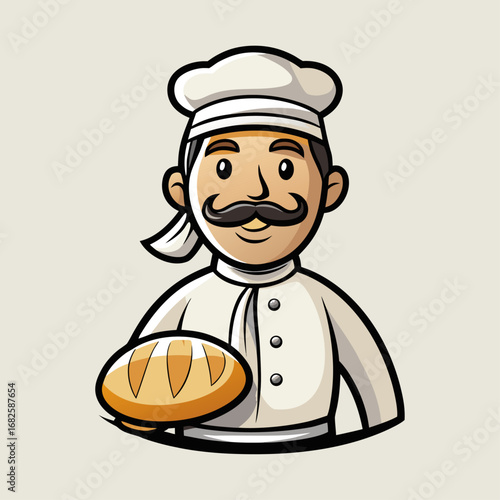 Creative Arabian bread chef logo design with pita bread outline in chef hat, modern bakery emblem for restaurants and branding