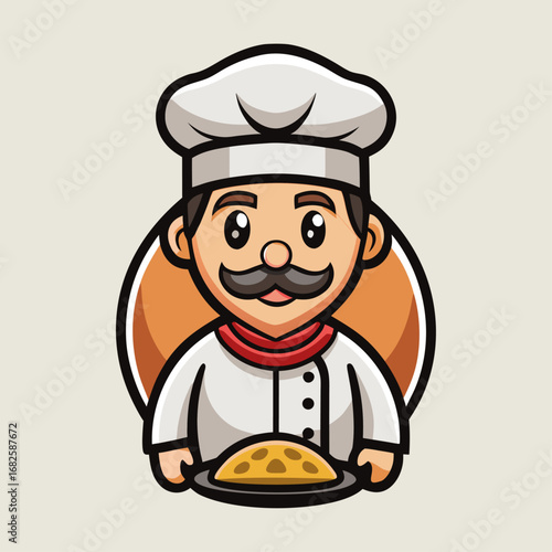 Creative Arabian bread chef logo design with pita bread outline in chef hat, modern bakery emblem for restaurants and branding