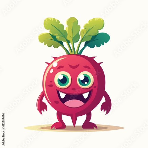 Radish Flat Illustration Featuring Clean Shapes and Bold Outlines