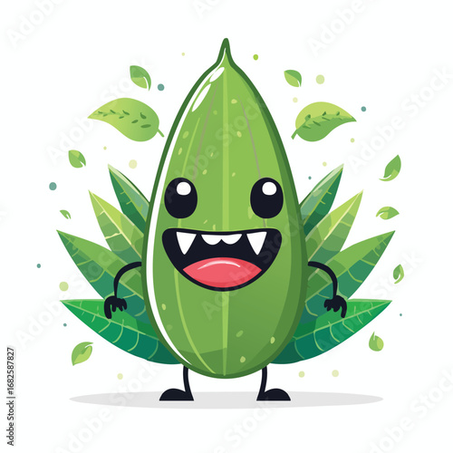 Okra Flat Illustration Featuring Clean Shapes and Bold Outlines