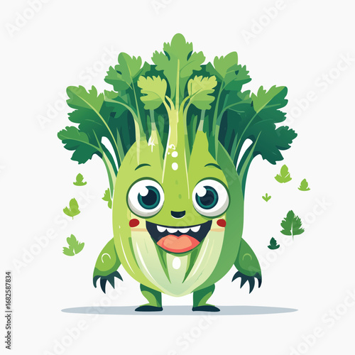 Celery Flat Illustration Featuring Clean Shapes and Bold Outlines