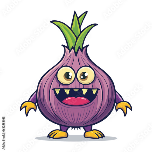 Shallot Flat Illustration Featuring Clean Shapes and Bold Outlines