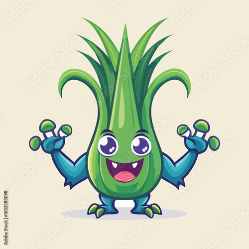 Scallion Flat Illustration Featuring Clean Shapes and Bold Outlines