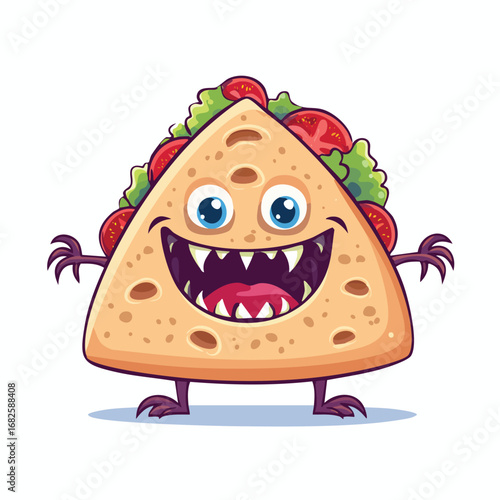 Pita Bread Flat Illustration Featuring Clean Shapes and Bold Outlines