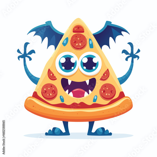 Pizza Flat Illustration Featuring Clean Shapes and Bold Outlines