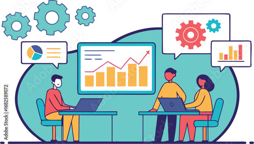 Business Growth Financial Planning Data Analysis Illustration