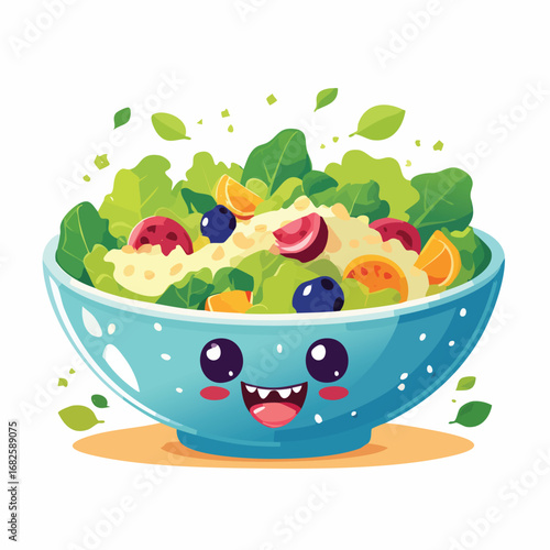Caesar Salad Flat Illustration Featuring Clean Shapes and Bold Outlines