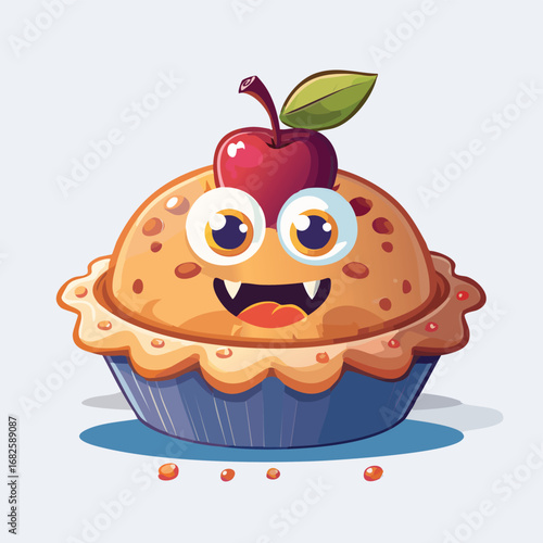 Apple Pie Flat Illustration Featuring Clean Shapes and Bold Outlines