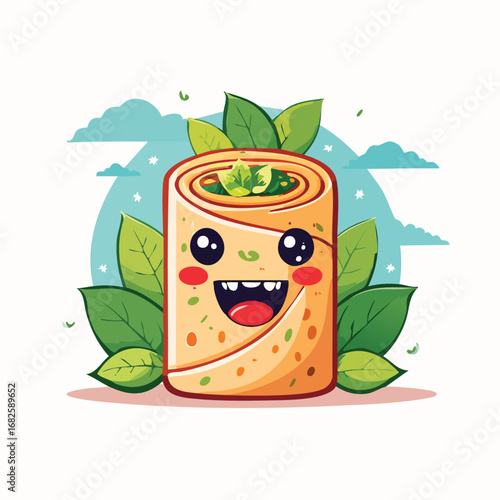Spring Rolls Flat Illustration Featuring Clean Shapes and Bold Outlines