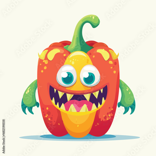 Stuffed Peppers Flat Illustration Featuring Clean Shapes and Bold Outlines