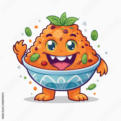 Chicken Tikka Masala Flat Illustration Featuring Clean Shapes and Bold Outlines