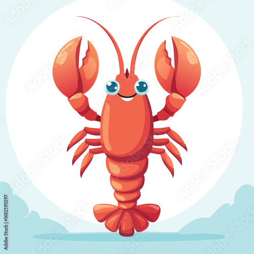 Lobster Tail Flat Illustration Featuring Clean Shapes and Bold Outlines