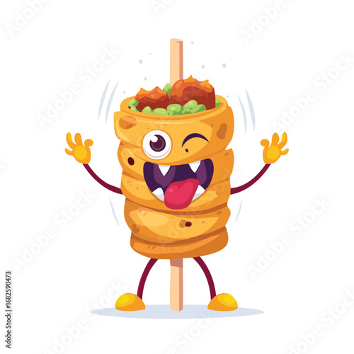 Chicken Satay Flat Illustration Featuring Clean Shapes and Bold Outlines