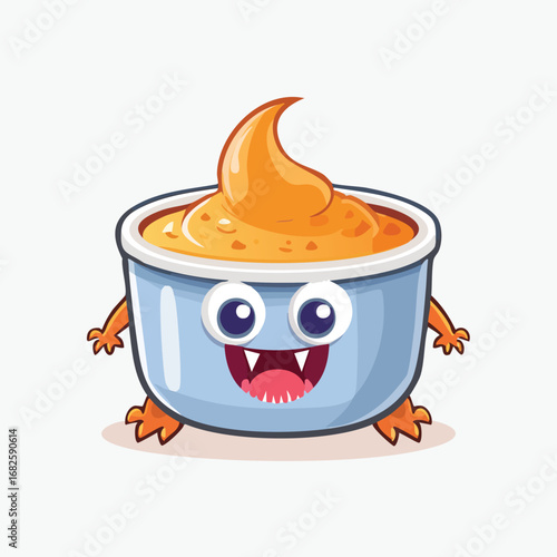 Crème Brûlée Flat Illustration Featuring Clean Shapes and Bold Outlines