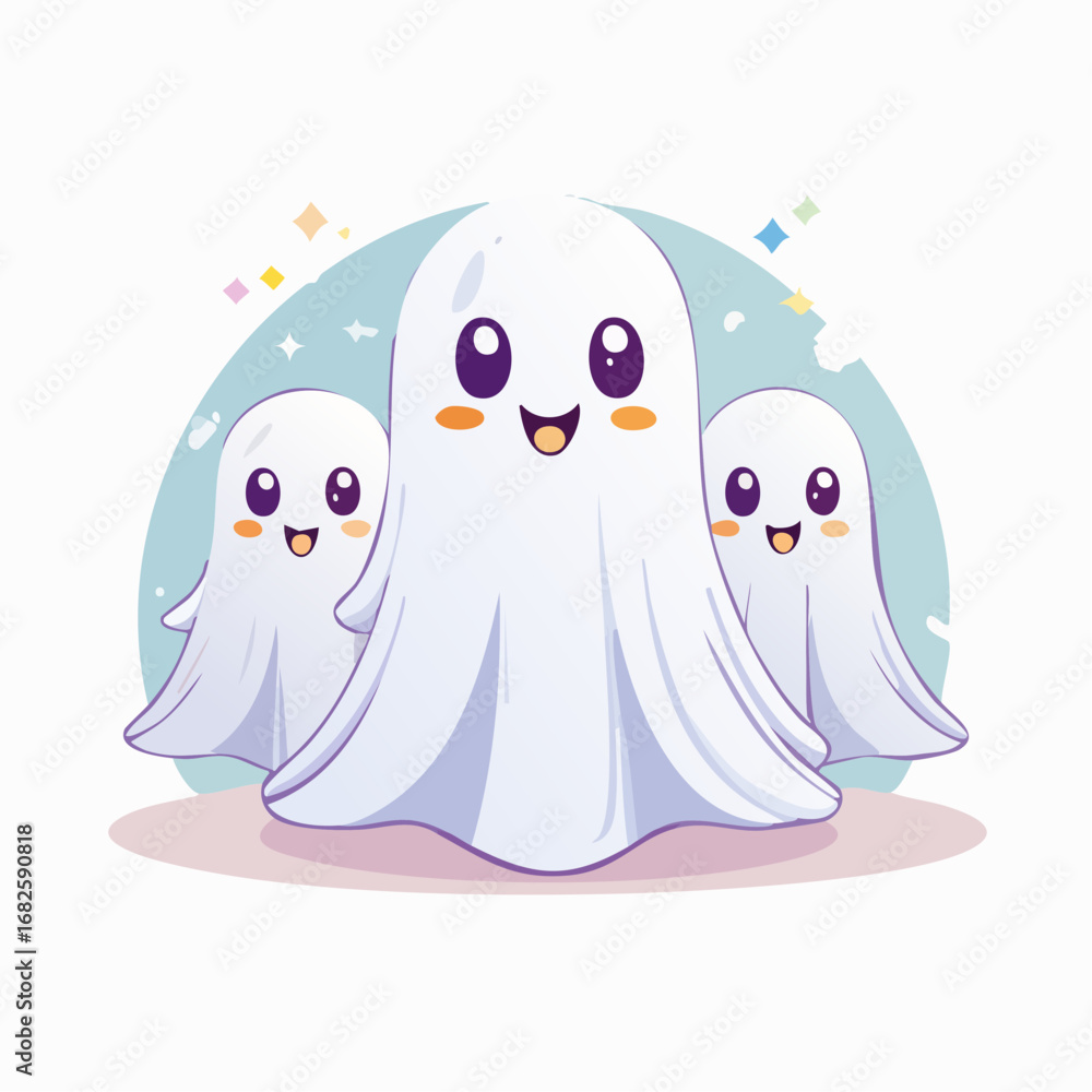 Fototapeta premium Flat minimal Halloween ghost vector art collection