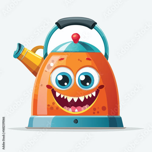 kettle Flat Illustration Featuring Clean Shapes and Bold Outlines