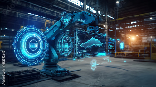 Advanced Robotic Arm with Augmented Reality Interface in a Modern Industrial Setting