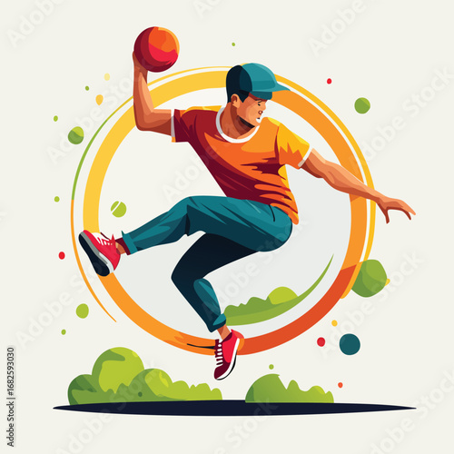 parkour Vector Art in Modern Flat Design with Crisp Lines