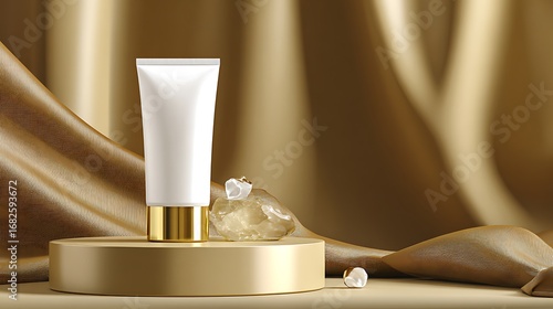 Wallpaper Mural White Cosmetic Tube on Minimalist Acrylic Display Torontodigital.ca