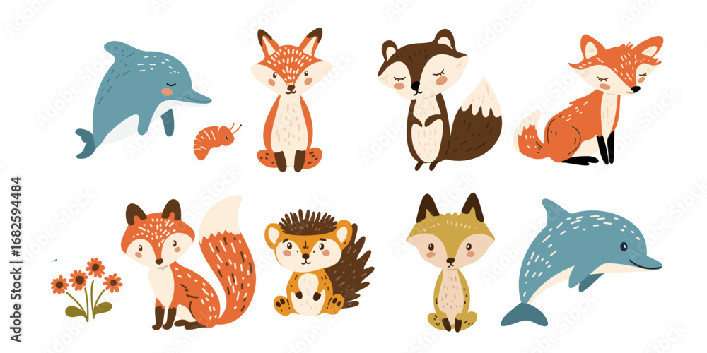 Obraz premium Adorable Cartoon Animals for Kids' Games.