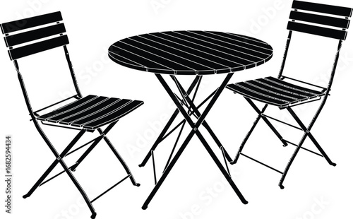 Black and white bistro set furniture table chairs outdoor design