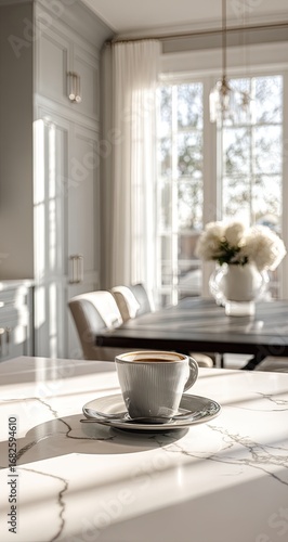 Wallpaper Mural A light-filled kitchen, a cup of coffee on a countertop Torontodigital.ca