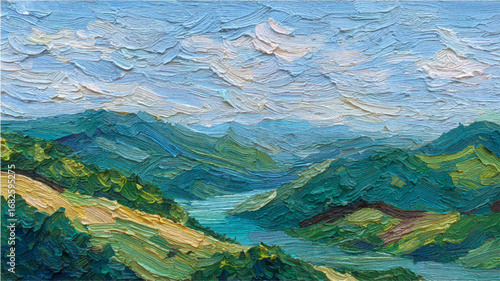 oil painting of  landscape in impasto style