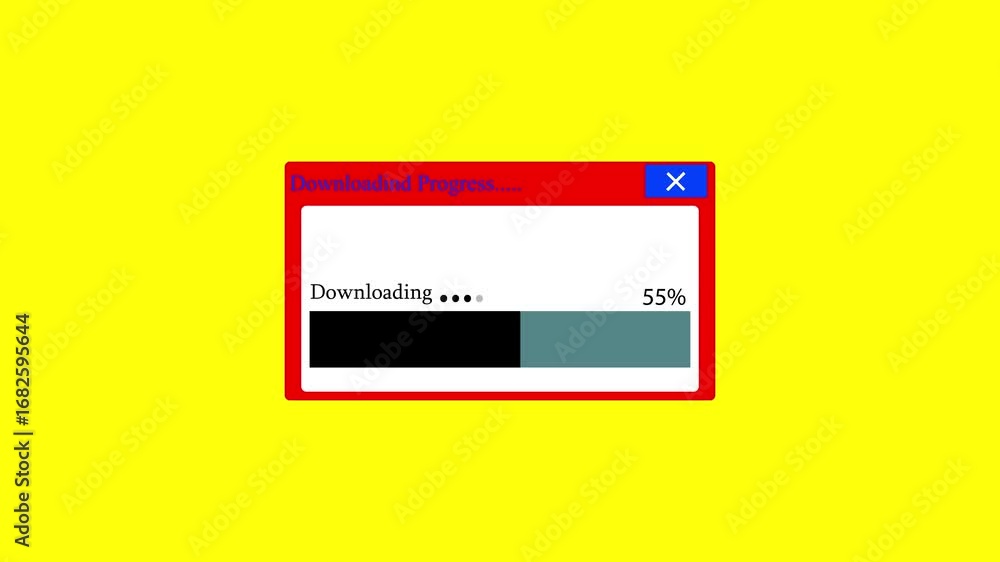 animation Dialog window with download progress, status bar showing ...