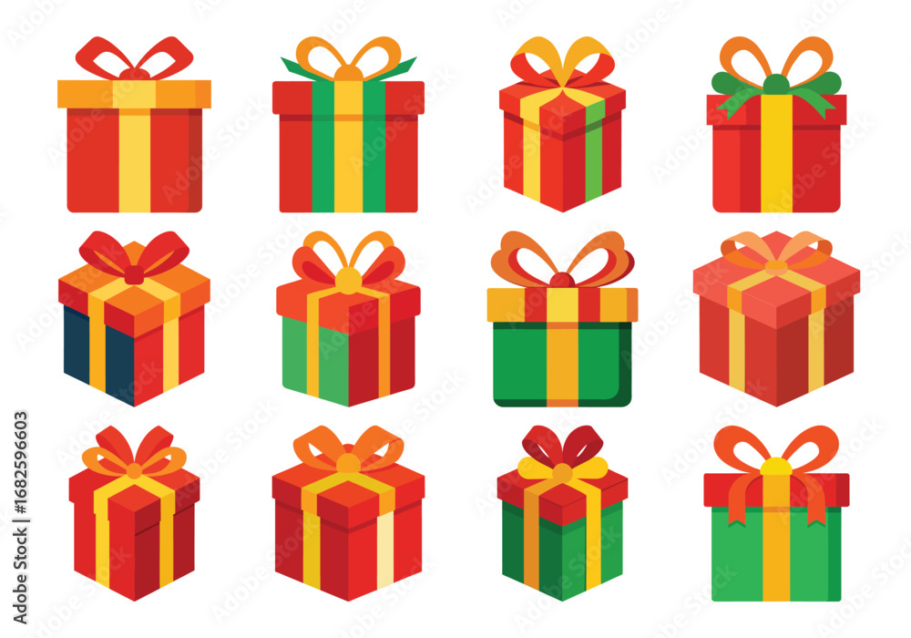 Fototapeta premium Colorful Gift Boxes Collection for Celebrations and Special Occasions Vector Illustration