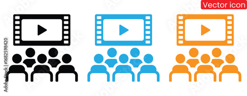 Engage viewers with this media audience vector icon,People icon set. Containing group, family, human, team, community, friends, population and senior icons. Solid icon collection.
