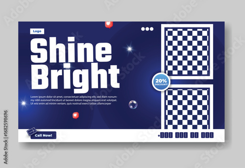 Shine bright motivational quote with abstract starry background and checkerboard pattern